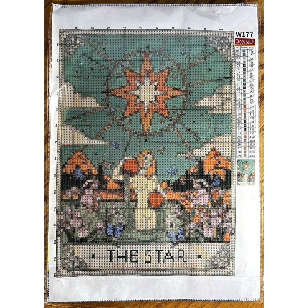 Celestial The Star Cross Stitch Kit Astrology Star 11 Count Kit 14" x 9 1/2"